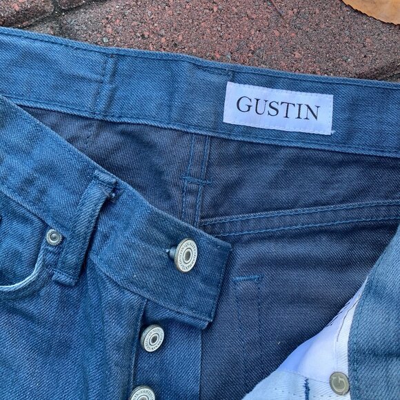 Gustin Raw Denim Skinny Jeans, Italy Sea Blue - Picture 3 of 7